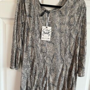Animal Print Dress - Black and Gray